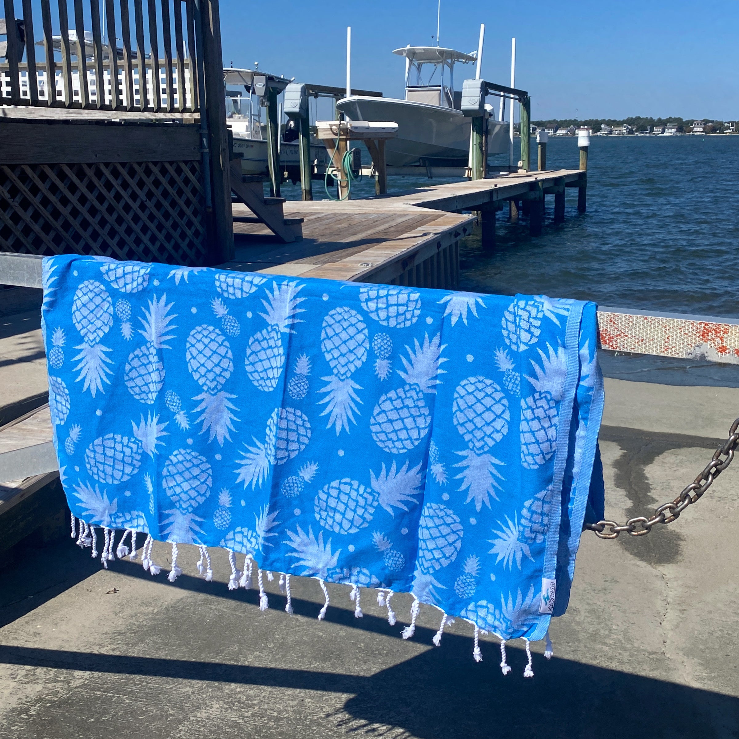 The Pineapple Rag (Blue) – Salt Rag™ Turkish Beach Towel