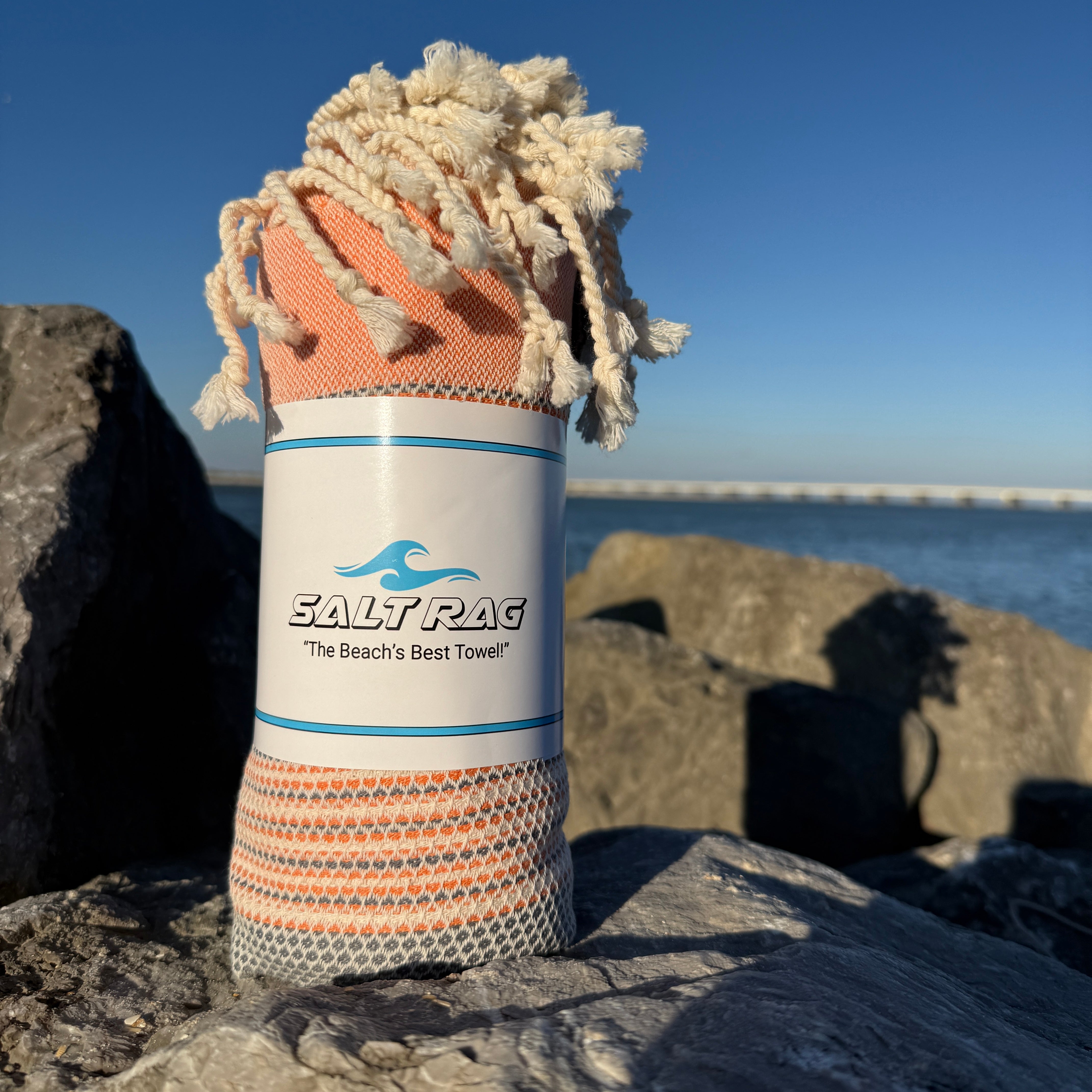 The Angler Rag (Orange) – Salt Rag™ Turkish Beach Towel