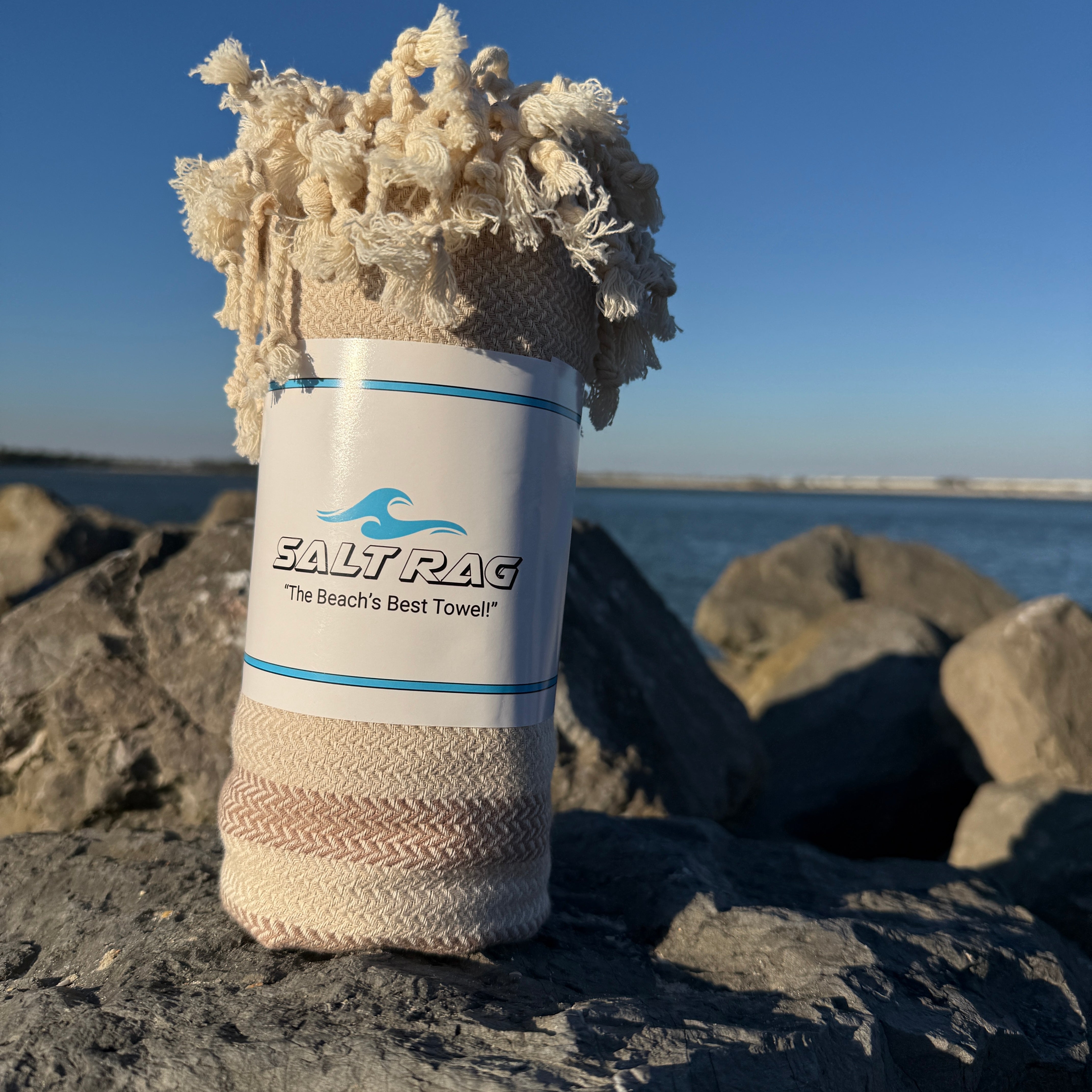 The Jetty Rag (Tan) – Salt Rag™ Turkish Beach Towel