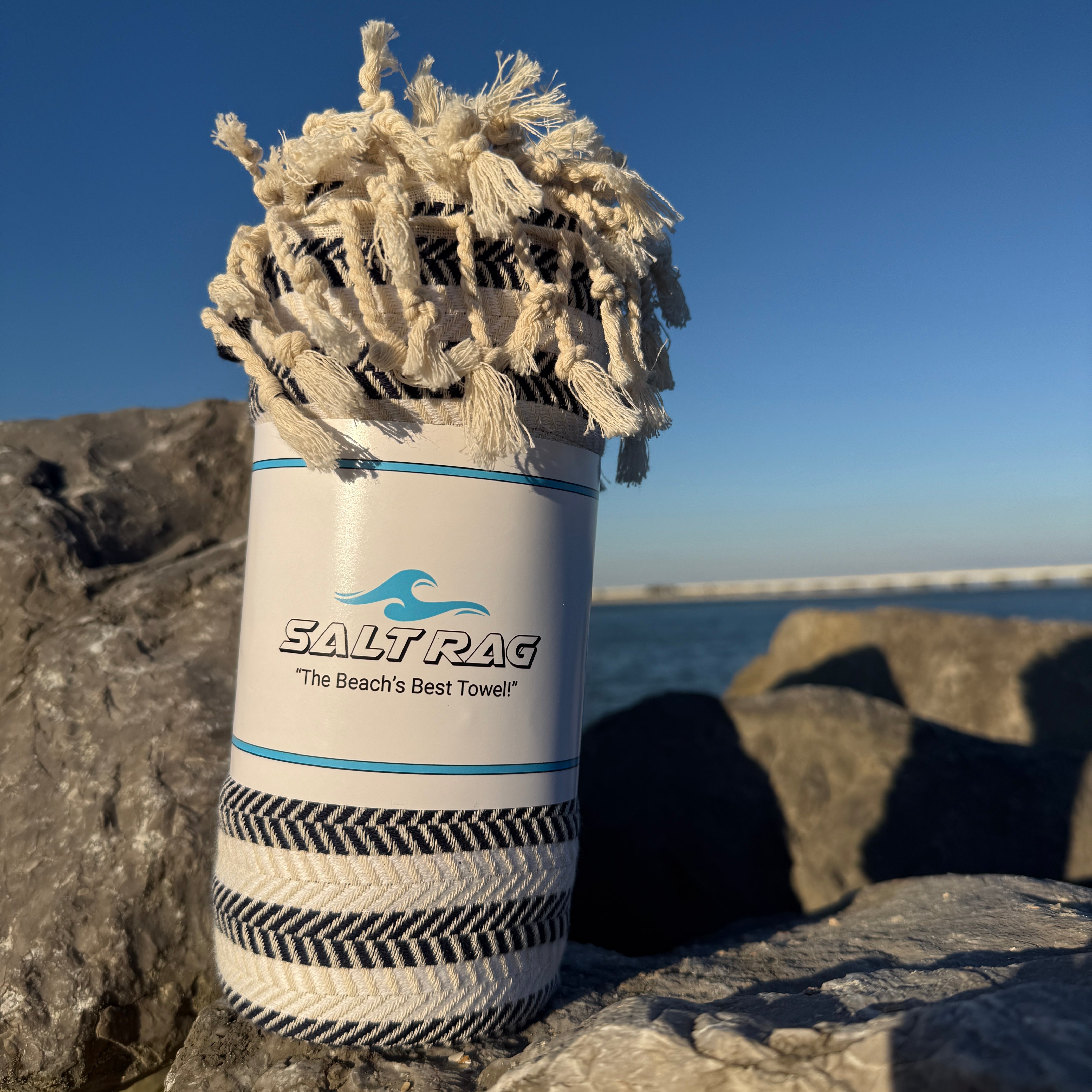 The Tidemark Rag (Black) – Salt Rag™ Turkish Beach Towel