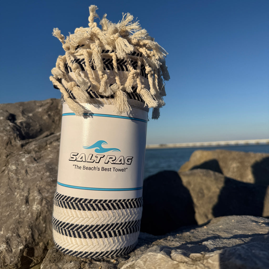 The Tidemark Rag (Black) – Salt Rag™ Turkish Beach Towel