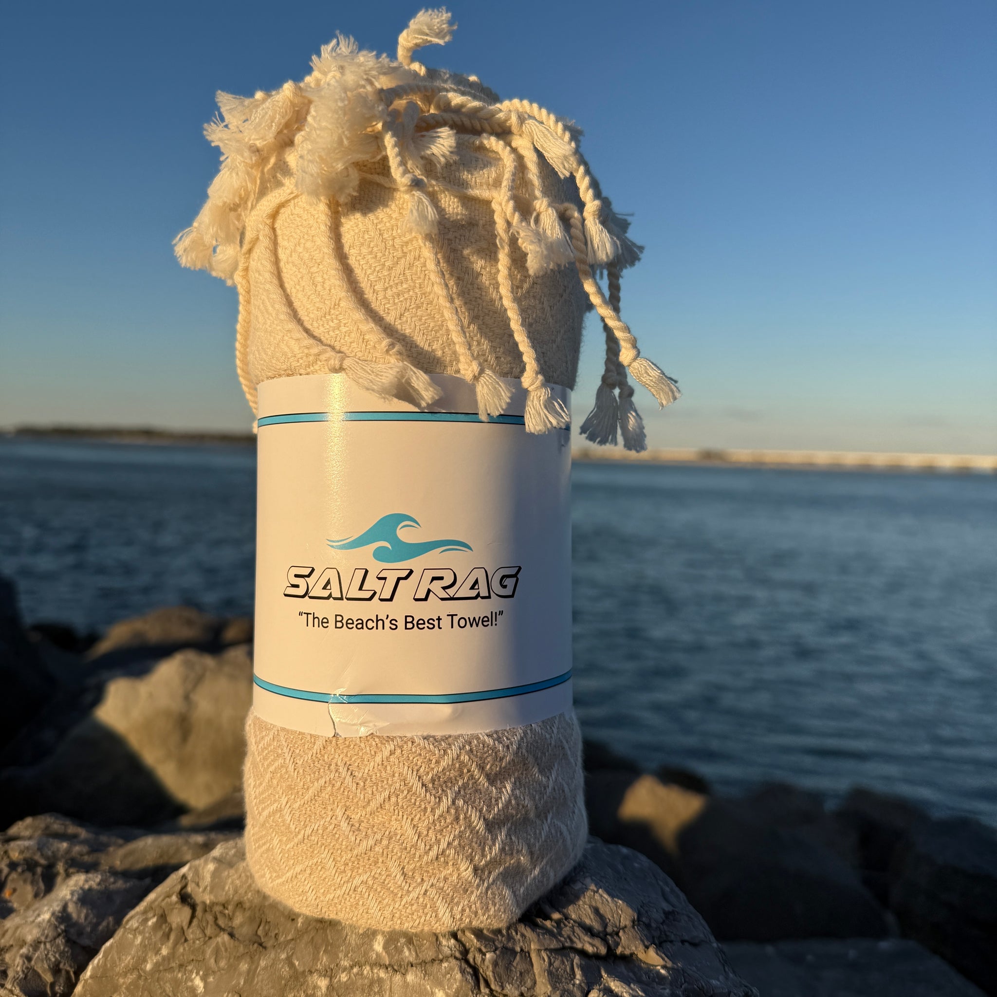 The Wave Rag (Tan) – Salt Rag™ Turkish Beach Towel