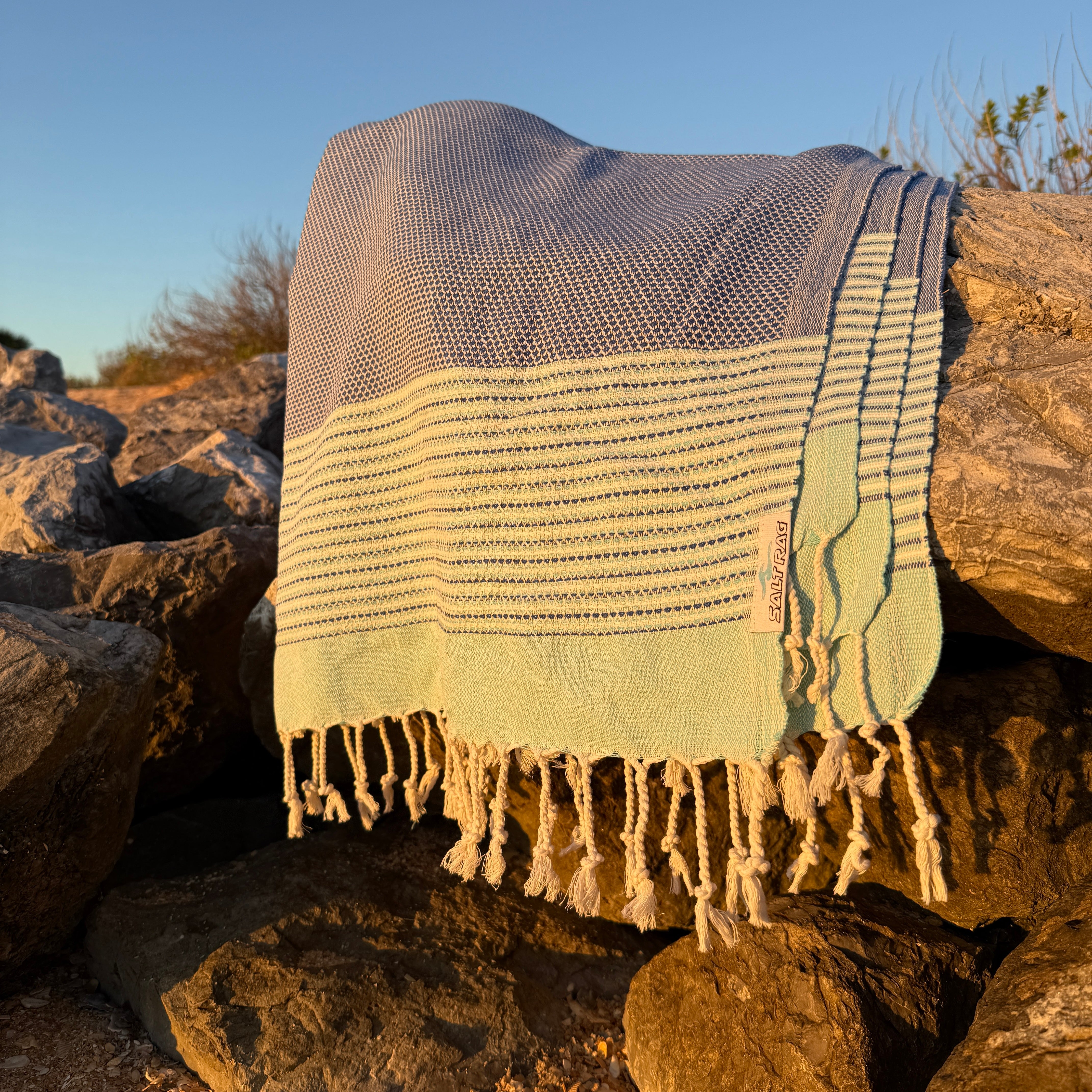 The Angler Rag (Blue) – Salt Rag™ Turkish Beach Towel