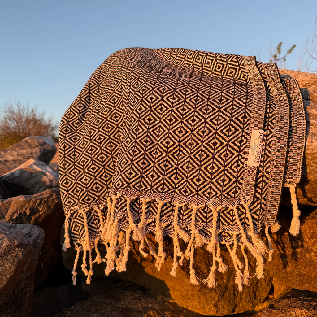The Sandbar Rag (Black) – Salt Rag™ Turkish Beach Towel