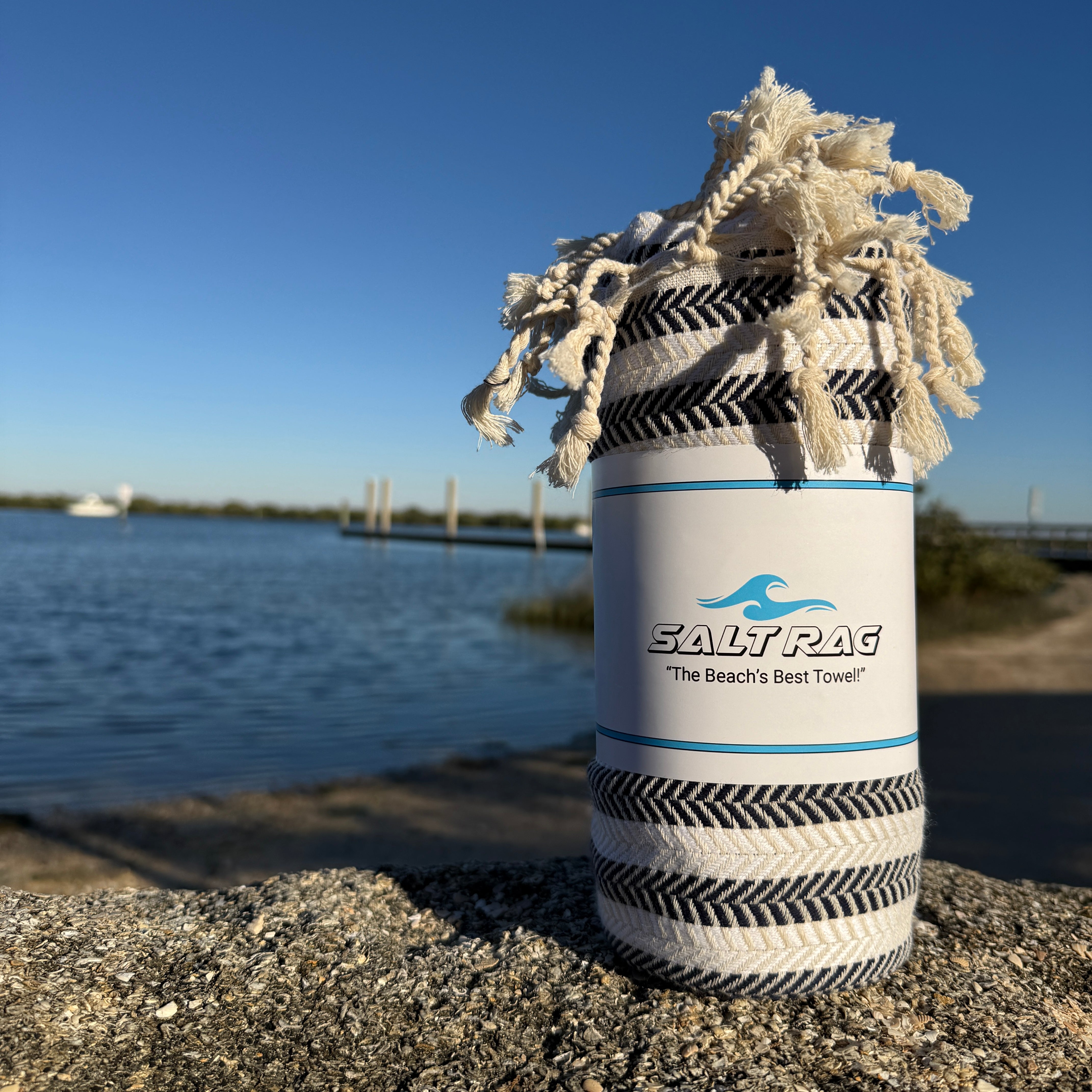 The Tidemark Rag (Black) – Salt Rag™ Turkish Beach Towel