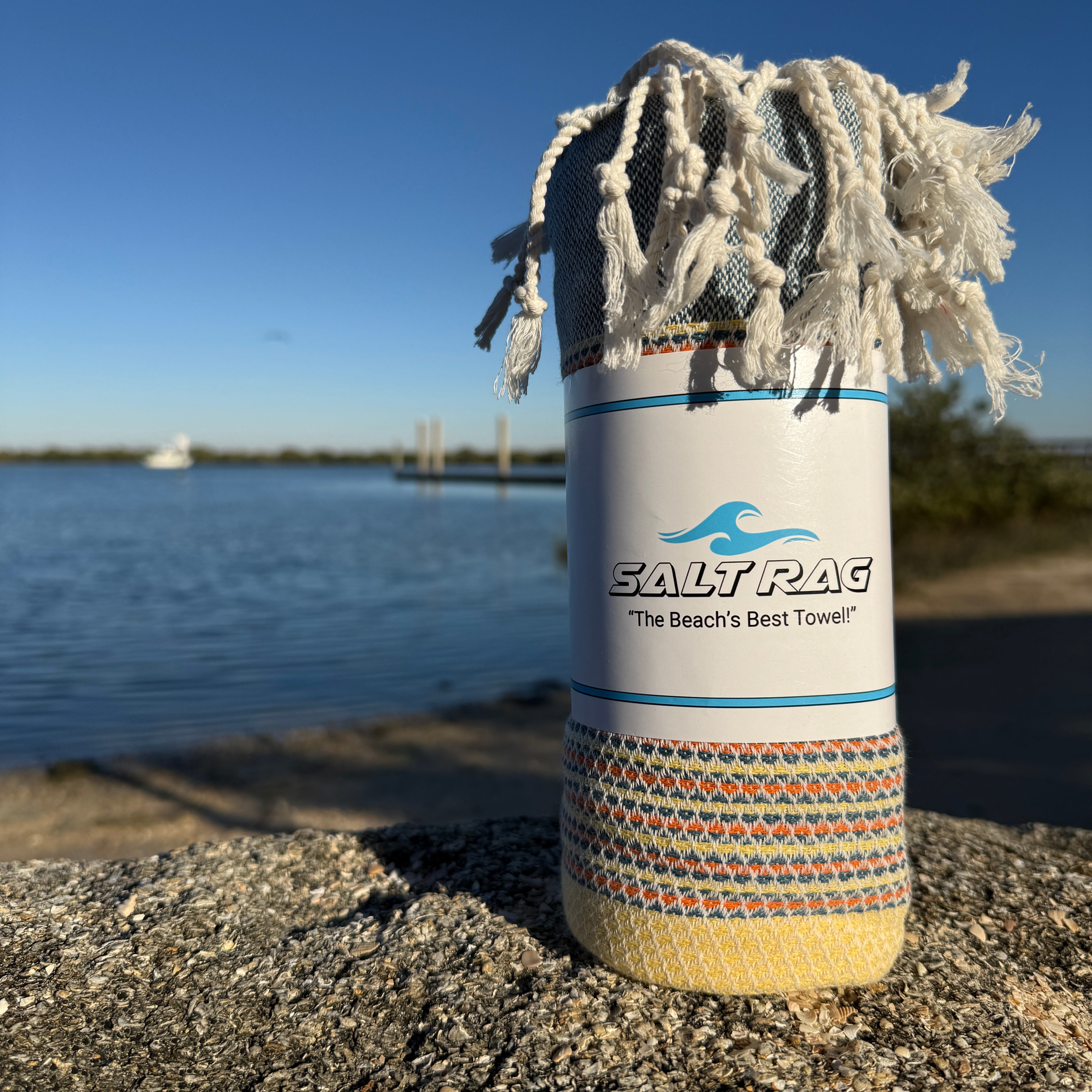 The Angler Rag (Yellow) – Salt Rag™ Turkish Beach Towel