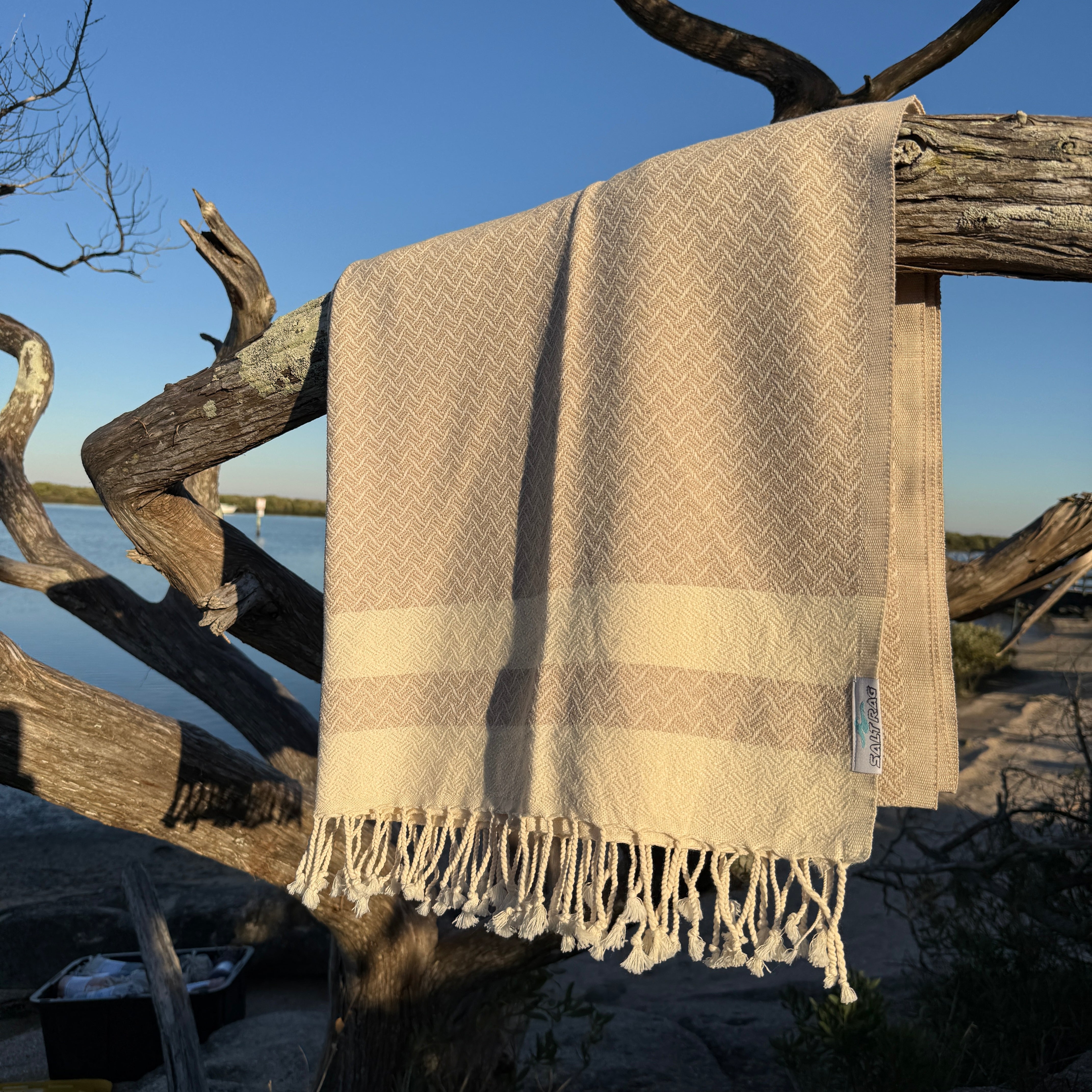 The Wave Rag (Tan) – Salt Rag™ Turkish Beach Towel