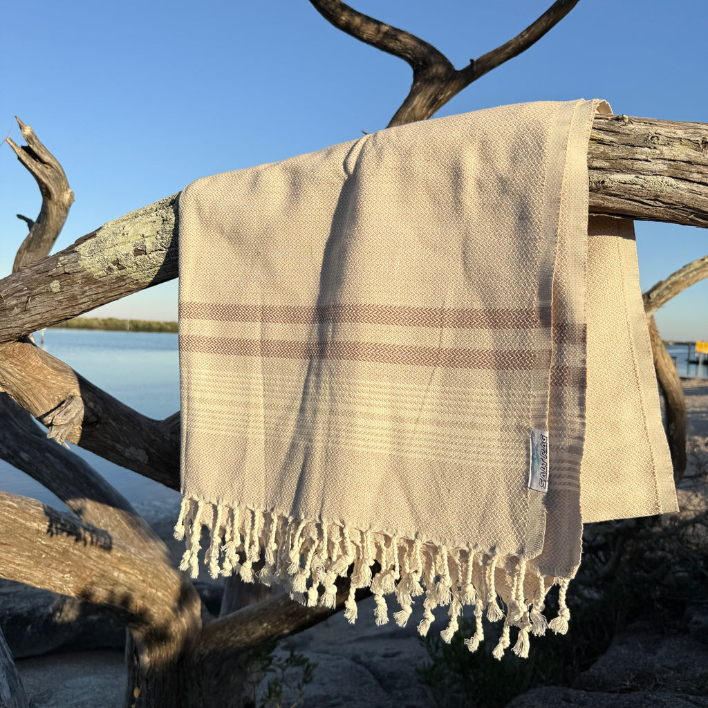 The Jetty Rag (Tan) – Salt Rag™ Turkish Beach Towel