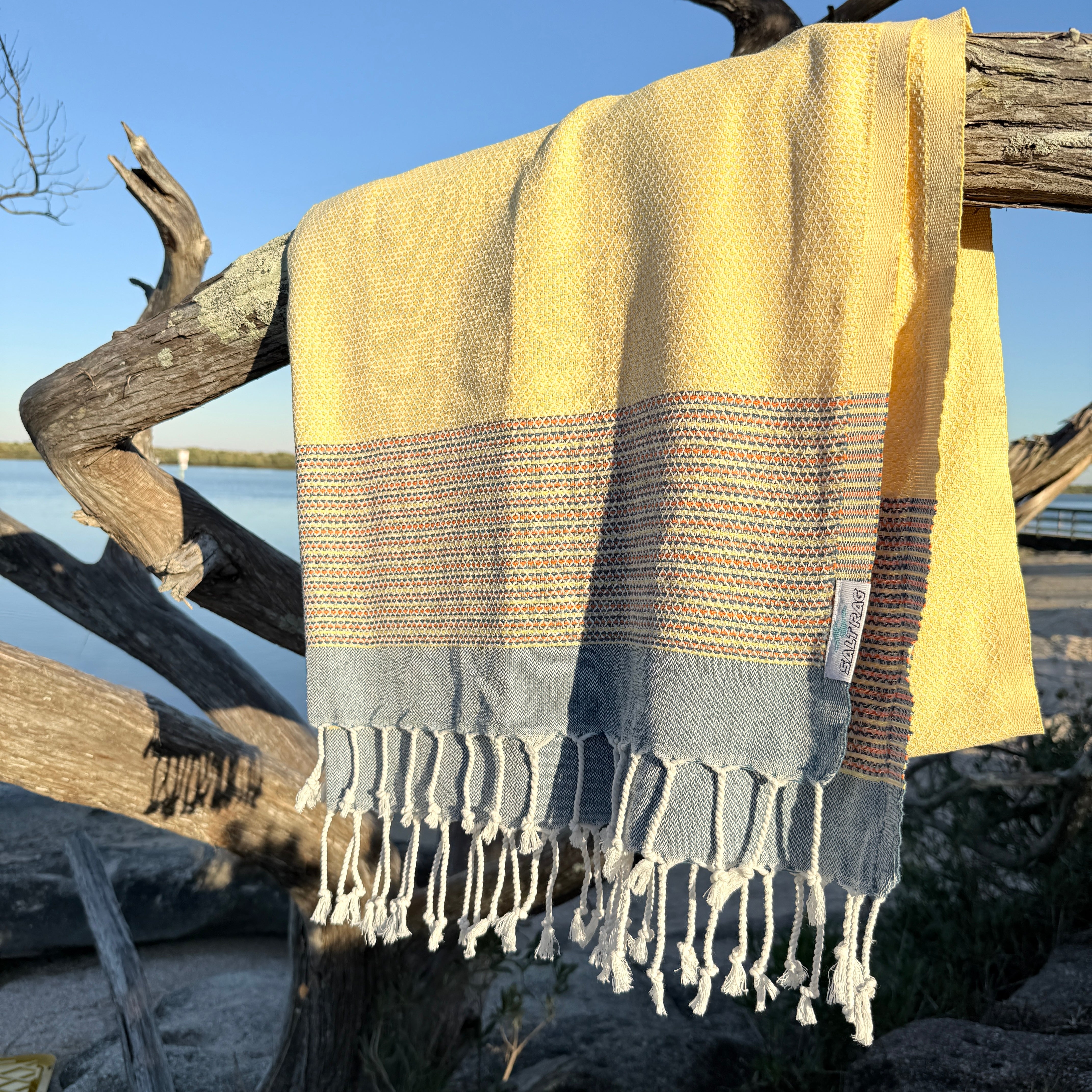 The Angler Rag (Yellow) – Salt Rag™ Turkish Beach Towel