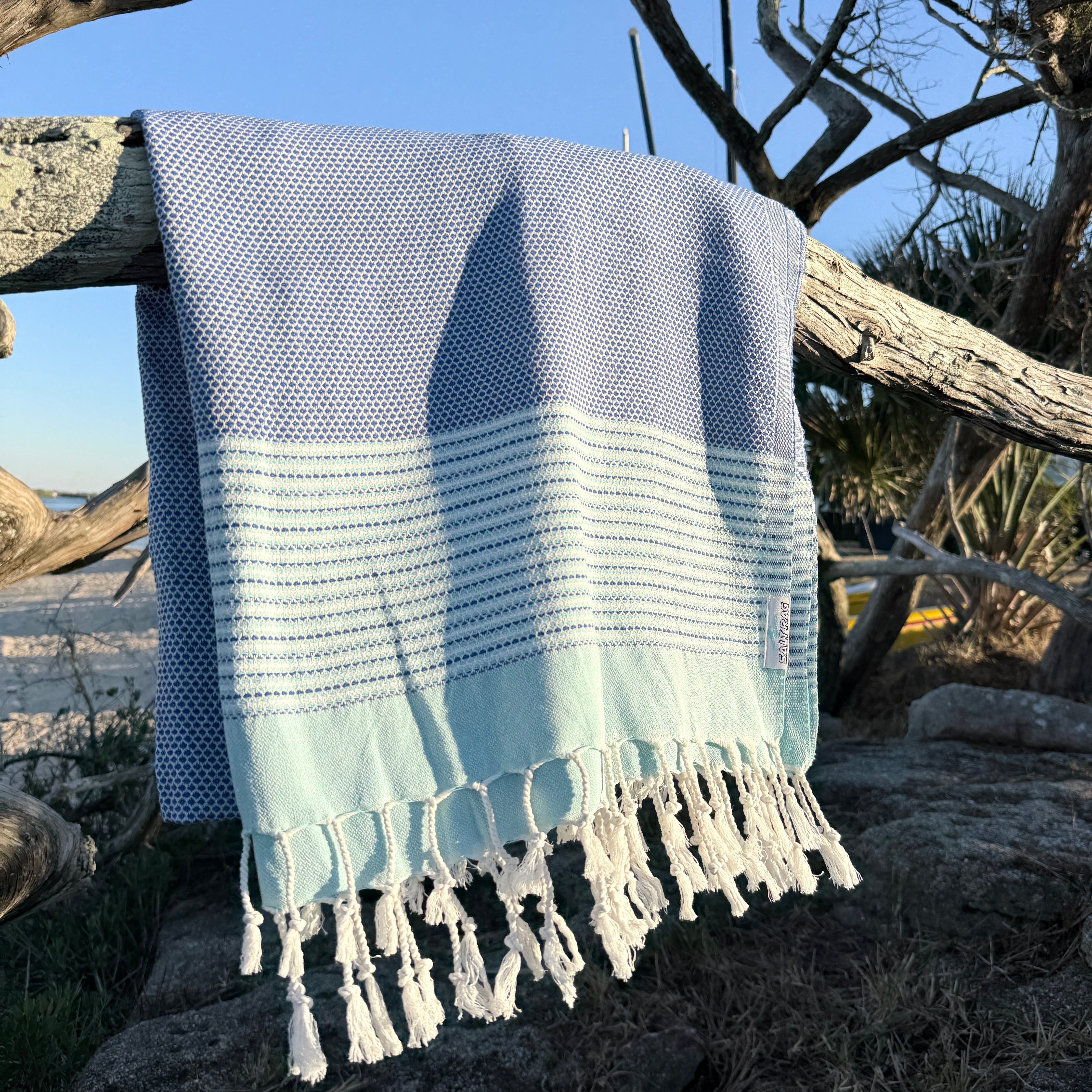 The Angler Rag (Blue) – Salt Rag™ Turkish Beach Towel