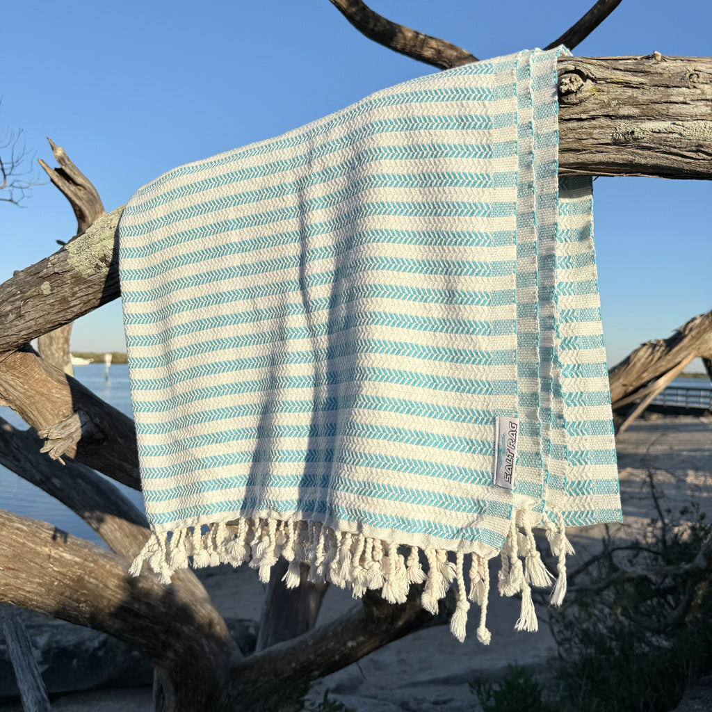 The Tidemark Rag (Turquoise) – Salt Rag™ Turkish Beach Towel