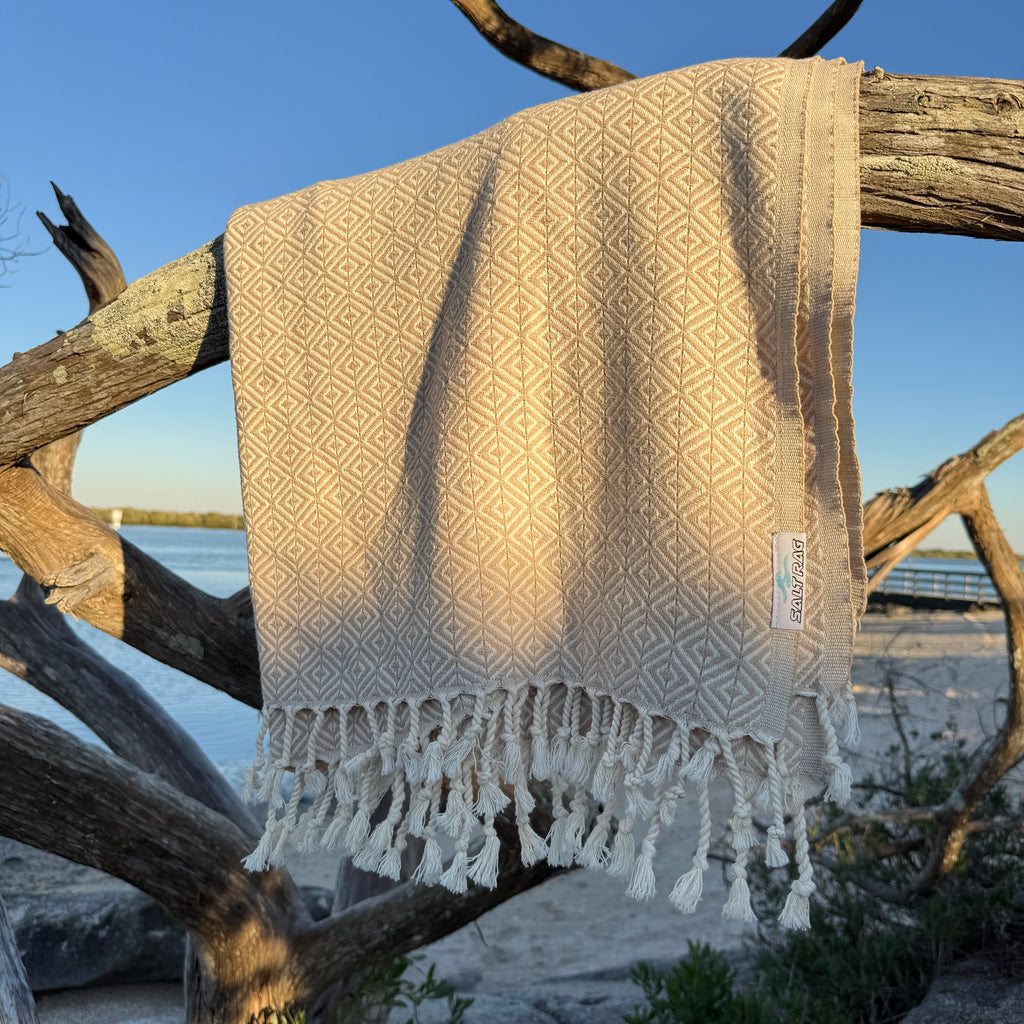 The Sandbar Rag (Tan) – Salt Rag™ Turkish Beach Towel