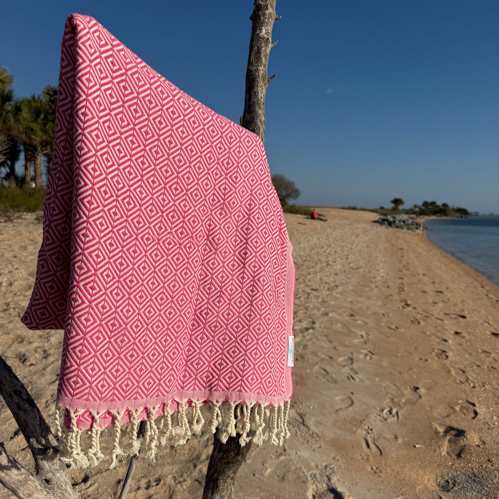 The Sandbar Rag (pink) – Salt Rag™ Turkish Beach Towel