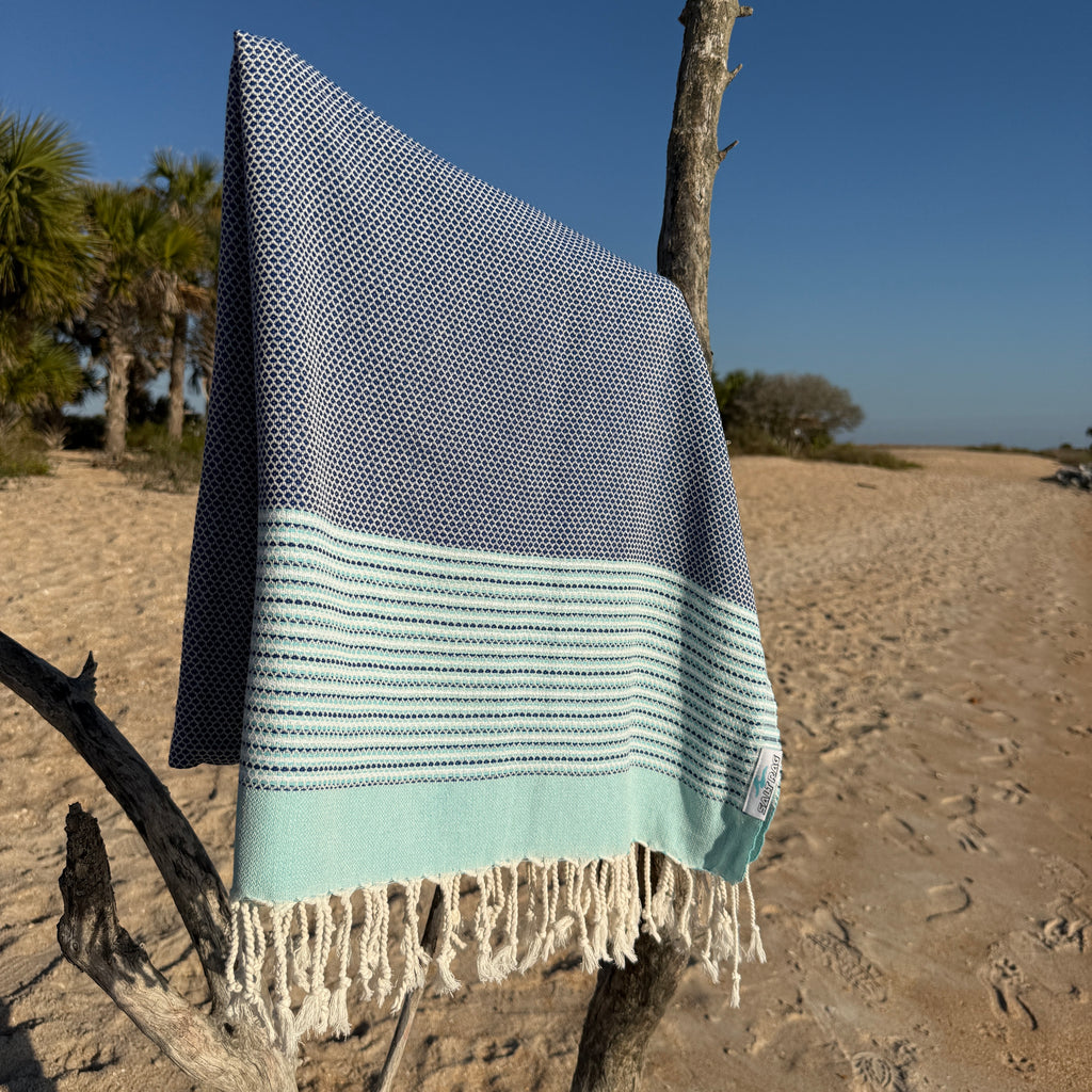 The Angler Rag (Blue) – Salt Rag™ Turkish Beach Towel