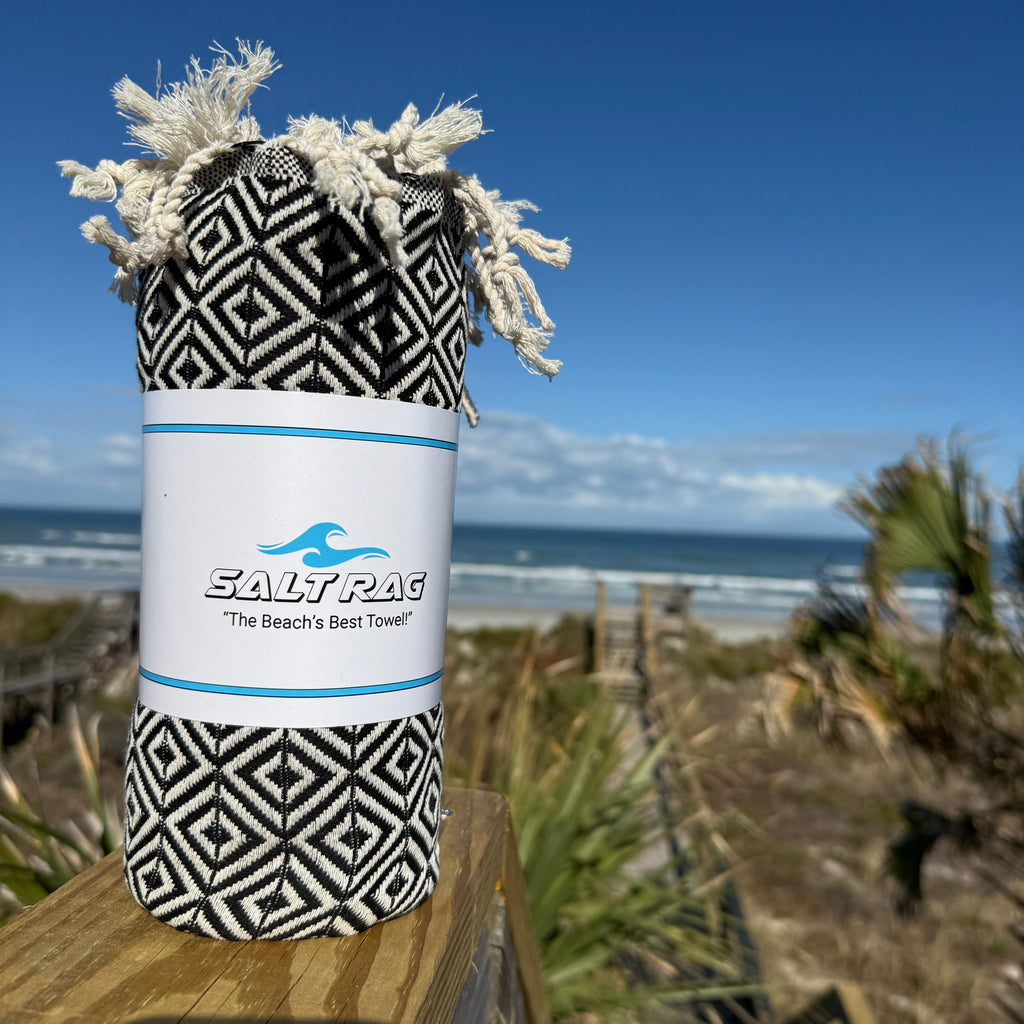 The Sandbar Rag (Black) – Salt Rag™ Turkish Beach Towel