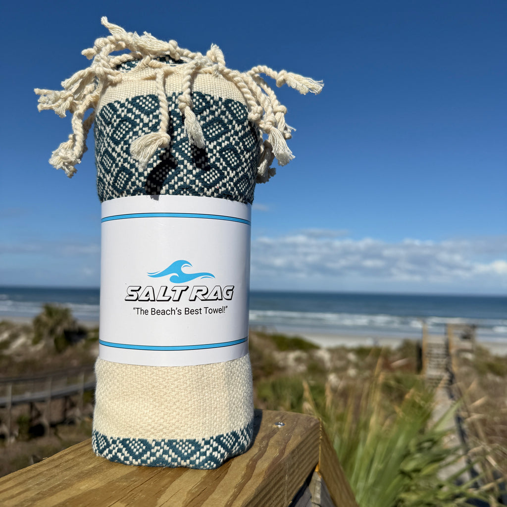The Crab Trap Rag (Teal) – Salt Rag™ Turkish Beach Towel