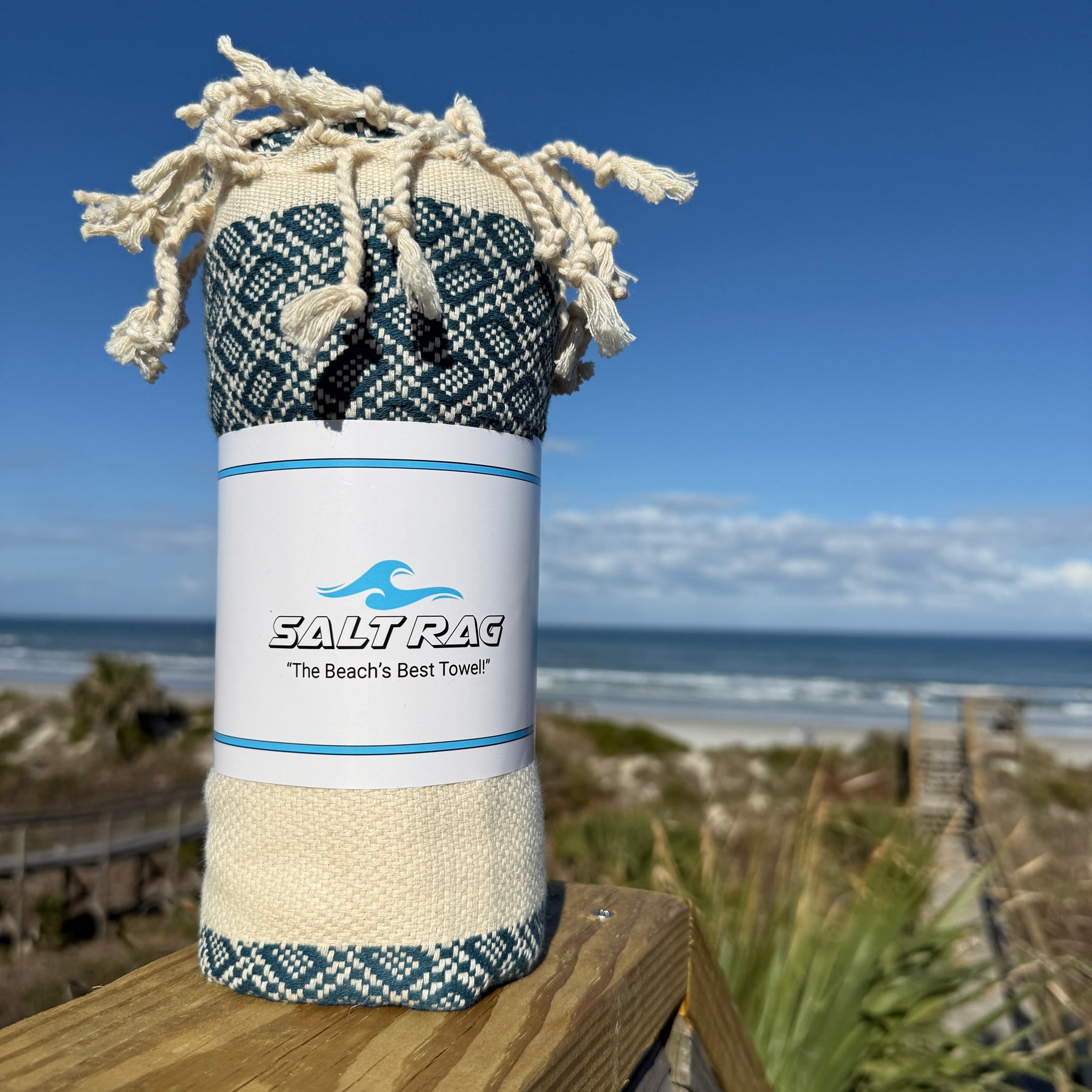 The Crab Trap Rag (Teal) – Salt Rag™ Turkish Beach Towel