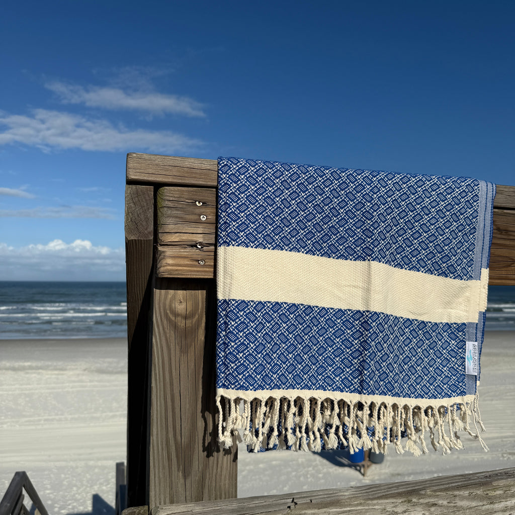 The Crab Trap Rag (Blue) – Salt Rag™ Turkish Beach Towel
