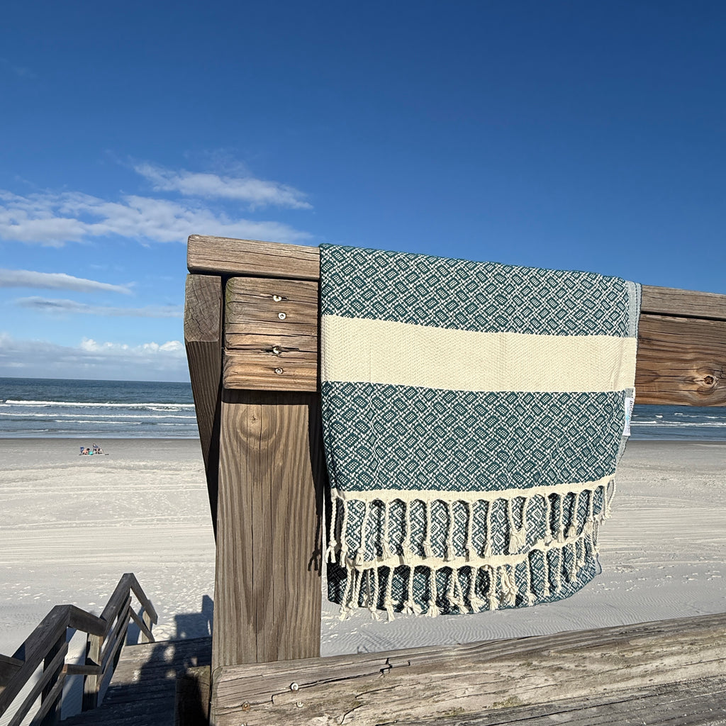 The Crab Trap Rag (Teal) – Salt Rag™ Turkish Beach Towel