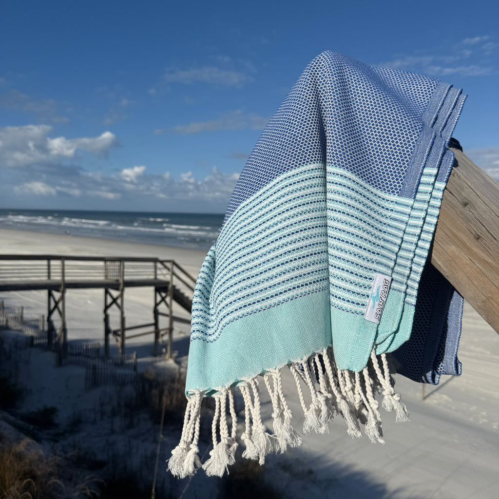 The Angler Rag (Blue) – Salt Rag™ Turkish Beach Towel