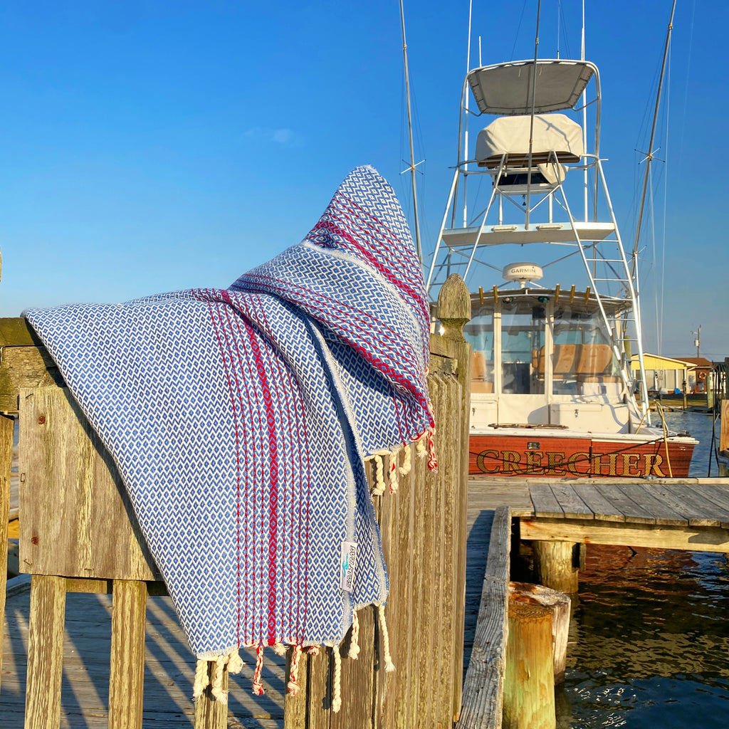 Blue Mako Rag - Turkish Beach Towel – Salt Rag Beach Towels