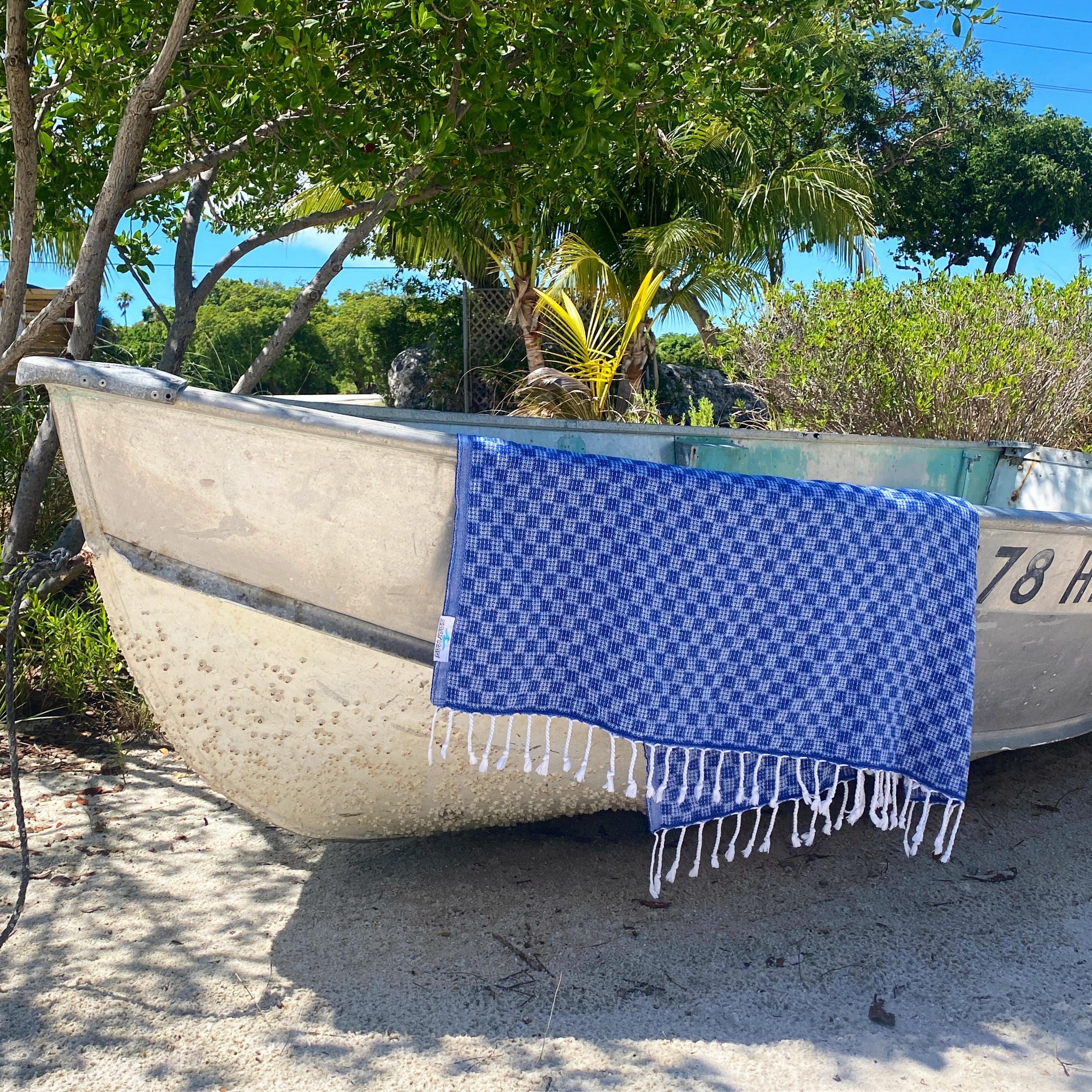 The Checker Rag (Blue) – Salt Rag™ Turkish Beach Towel