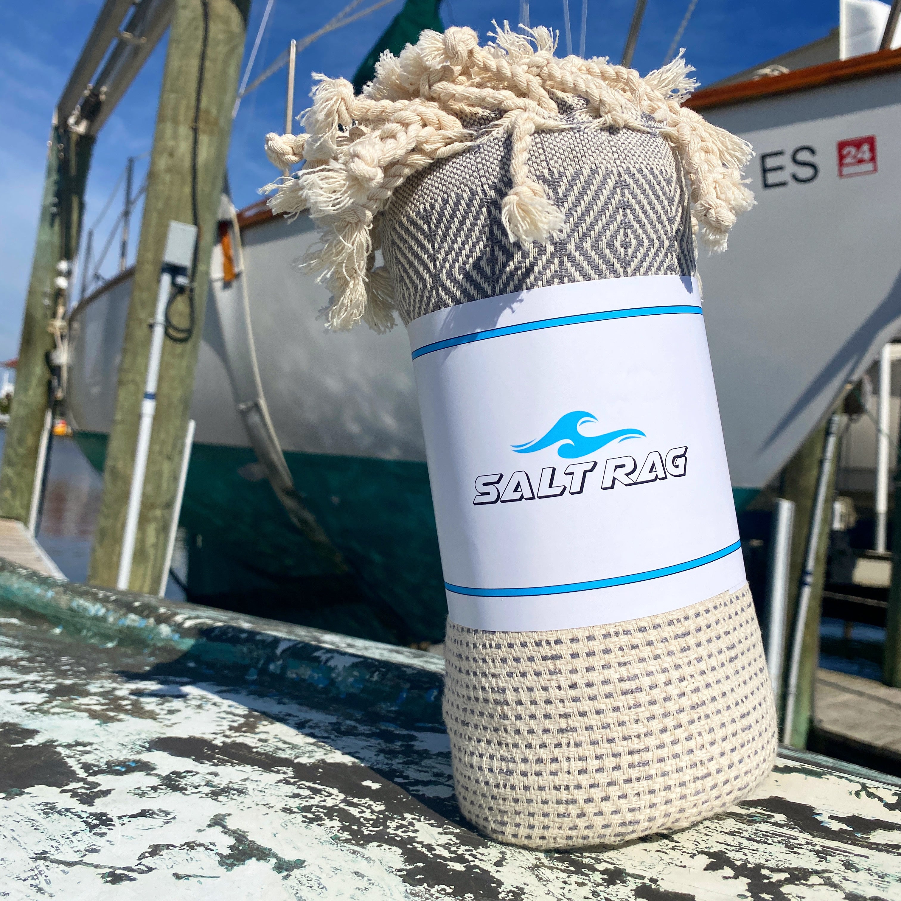 The Reef Rag (Grey) – Salt Rag™ Turkish Beach Towel