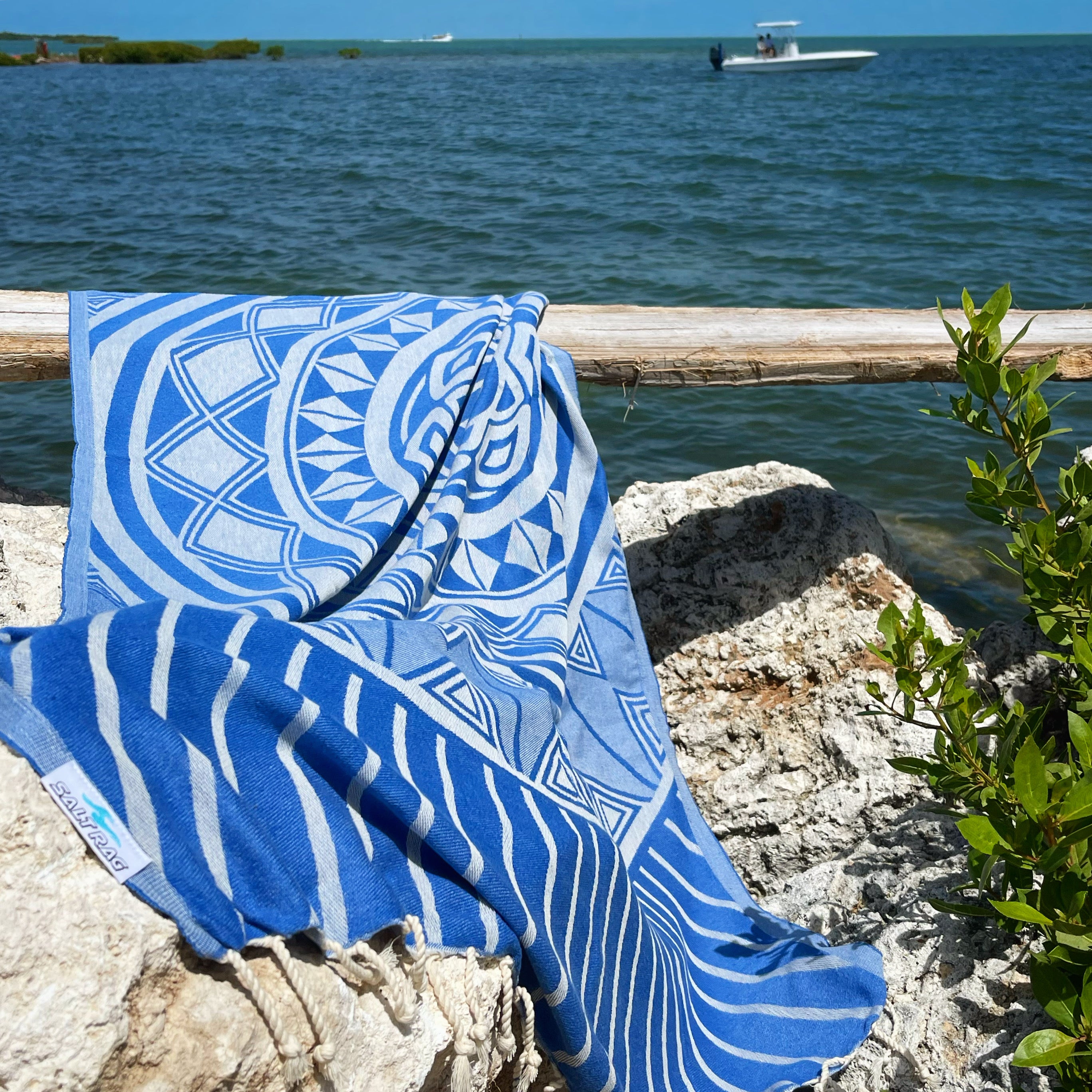 The Island Rag (Blue) – Salt Rag™ Turkish Beach Towel